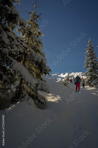climbing flecknerspitze in southtyrol during winter