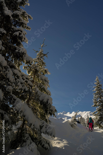 climbing flecknerspitze in southtyrol during winter