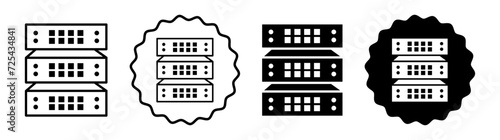 Network switch set in black and white color. Network switch simple flat icon vector