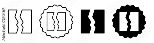 Crack set in black and white color. Crack simple flat icon vector