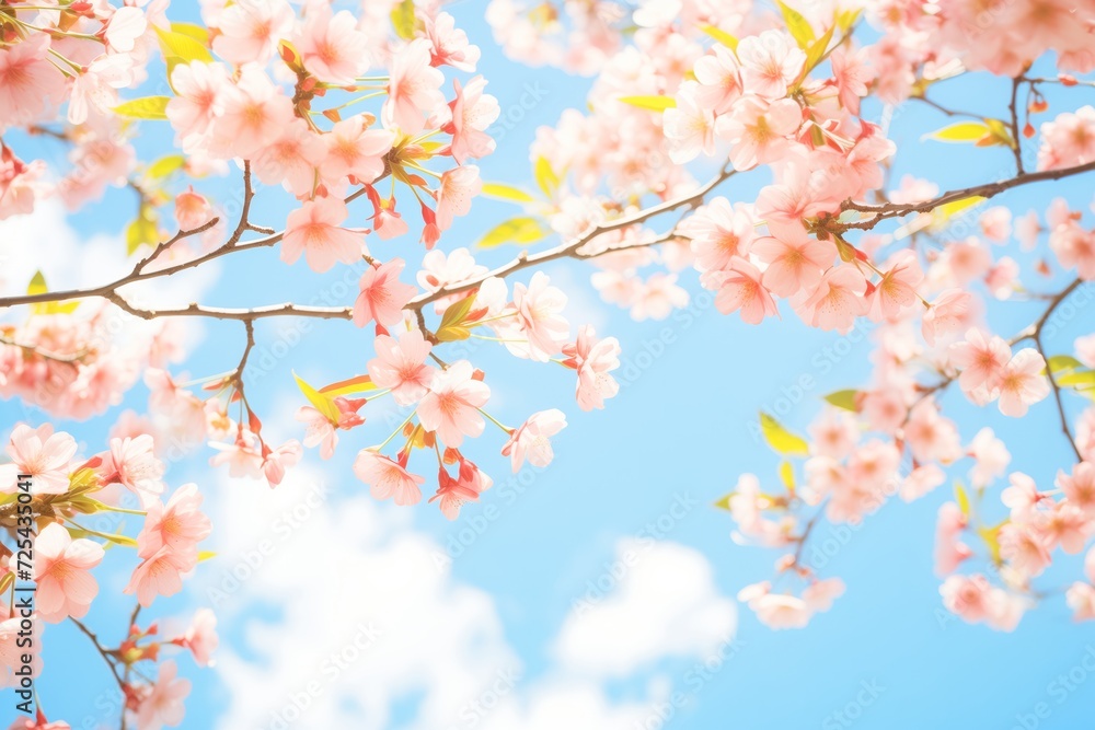 springtime cherry blossoms against a bright sky springtime cherry blossoms against a bright sky
