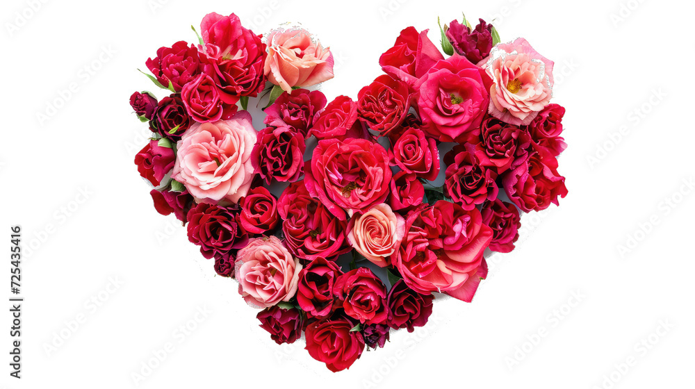 Heart shape red rose flowers for your love. With a transparent background. Generative AI Heart shape red rose flowers for your love. With a transparent background. Generative AI