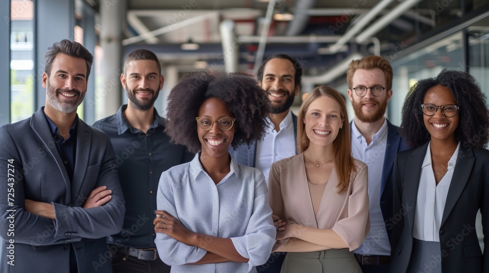 Portrait of successful group of business people at modern office looking at camera. Portrait of happy businessmen and satisfied businesswomen standing as a team. Multiethnic group of people smiling. Portrait of successful group of business people at modern office looking at camera. Portrait of happy businessmen and satisfied businesswomen standing as a team. Multiethnic group of people smiling.