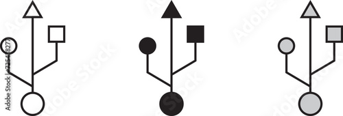 Flash disk, usb sign icon lined, isolated colored style. Vector illustration