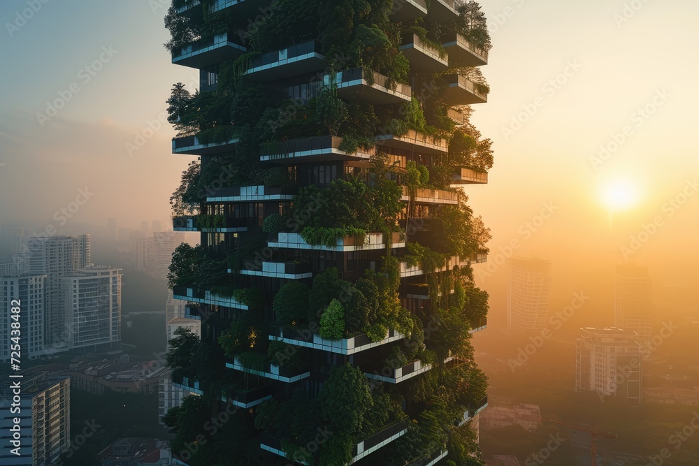 The city of the future with green gardens on the balconies Stock Photo ...