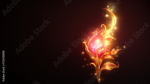 A Mystical Golden Flower Illuminated with Sparkling Lights in the Darkness, Symbolizing Hope and Magic.