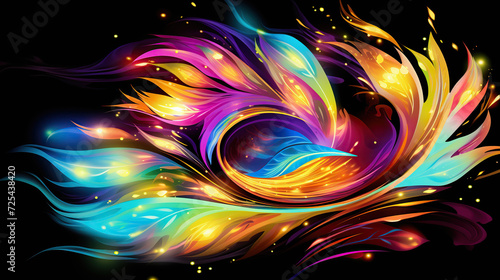 A Vibrant Display of Colorful Abstract Swirls and Waves Illuminated, Creating a Mesmerizing Visual Experience.