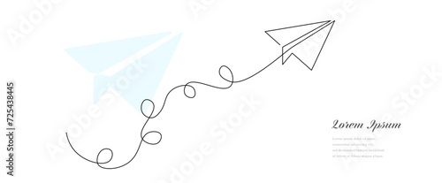 ドローイング 線画 ライン 紙飛行機 ビジネス 背景