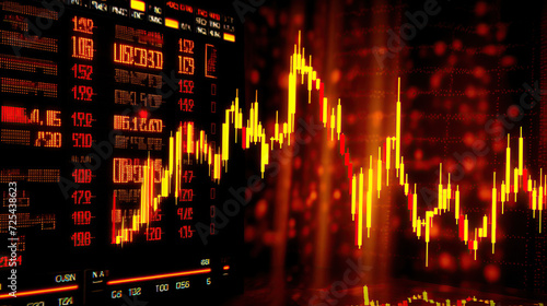 A Dynamic Display of Stock Market Fluctuations Captured in Vivid Colors and Intense Detail.