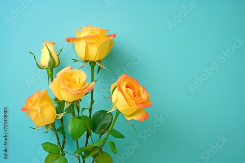 bright yellow roses popping against a green backdrop