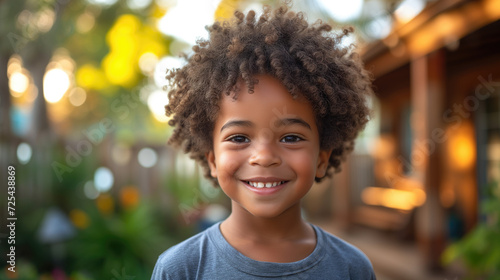 Portrait of happy African American boy looking at camera and smiling