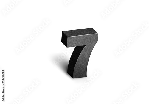 Number Seven Steel Realistic shining typography symbol or sign template, realistic Steel 7. Steel 3d digit or figure for numbering.