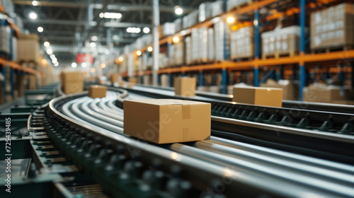 A dynamic shot of goods moving along a conveyor belt, symbolizing the seamless flow of products in the fulfillment process