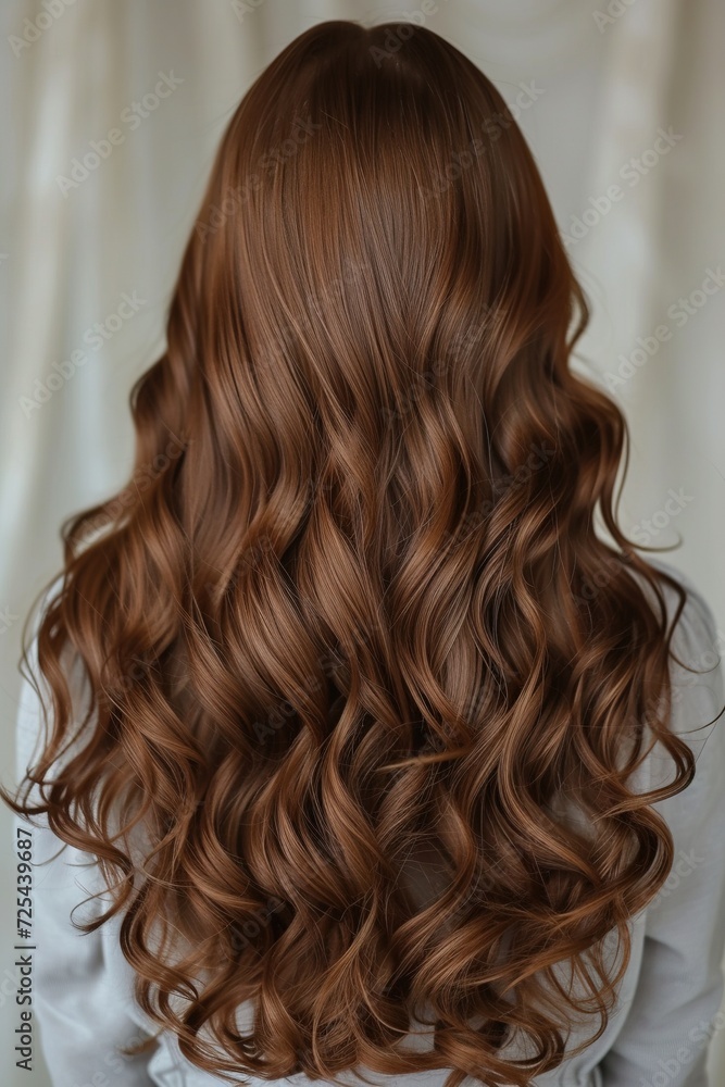 Back view of a girl with beautiful wavy brown hair. Back view of a girl with beautiful wavy brown hair.
