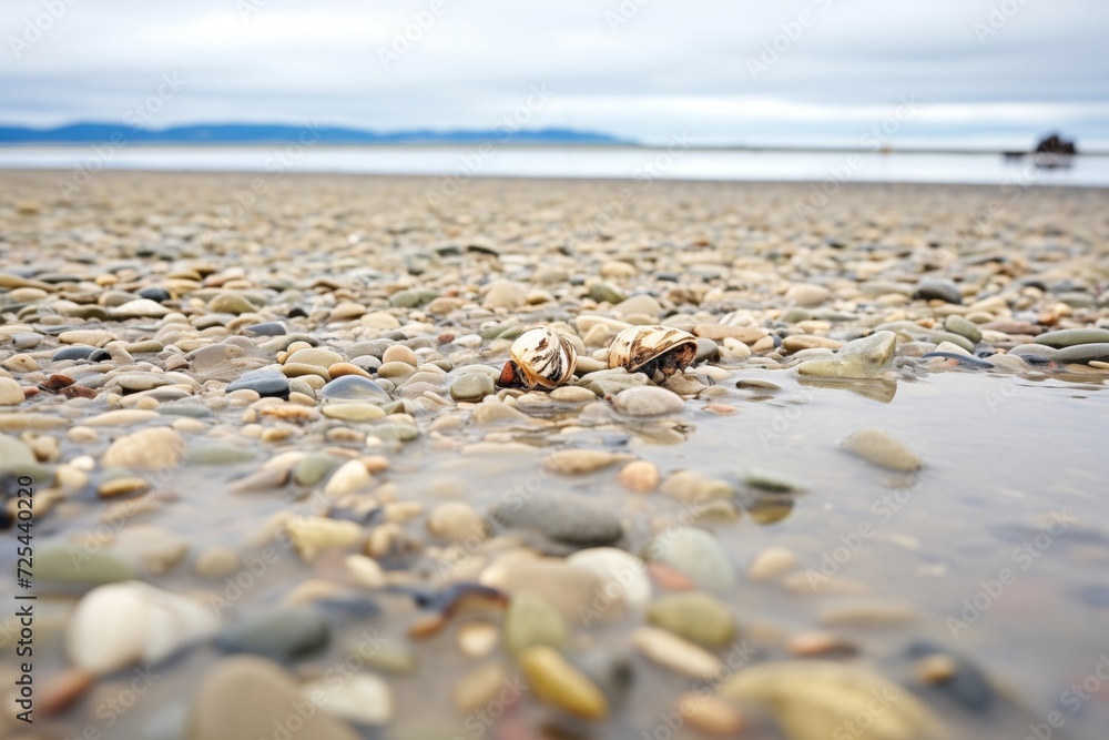 pebbles and rocks on an empty beach during low tide pebbles and rocks on an empty beach during low tide