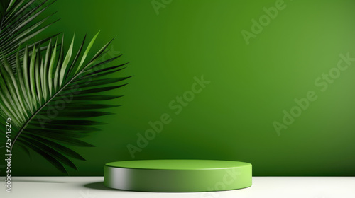Picture of green wall with white pedestal in front of it. This versatile image can be used for various purposes