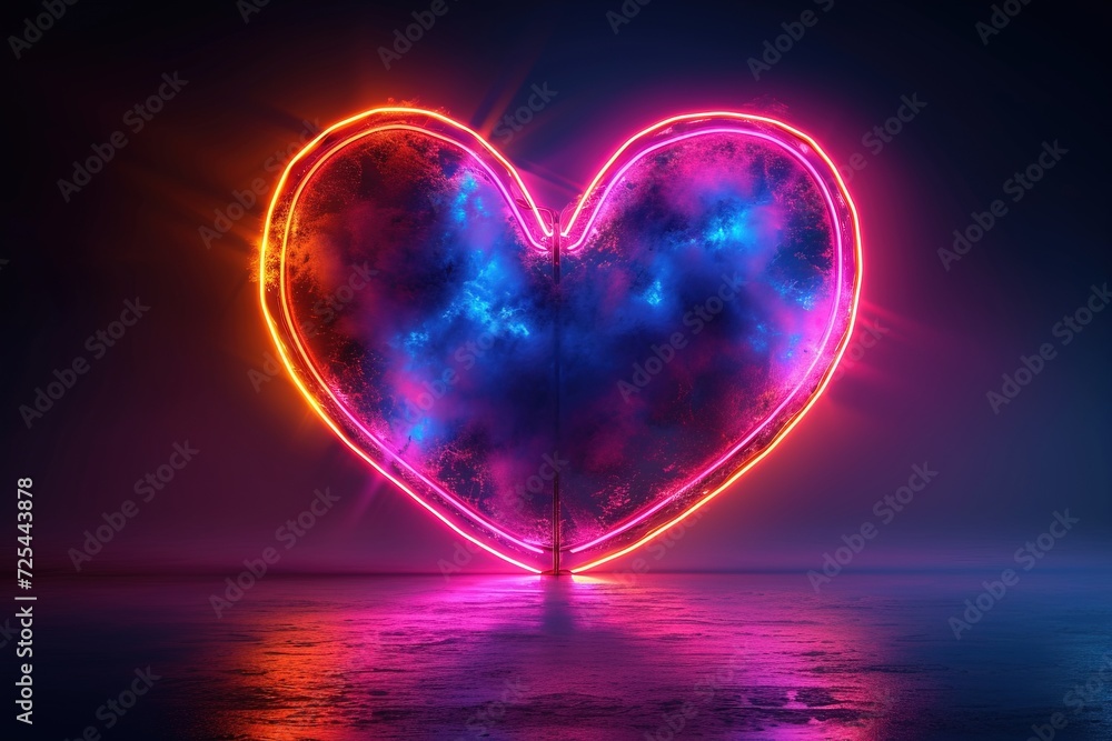 A neon style pin up heart. A neon style pin up heart.
