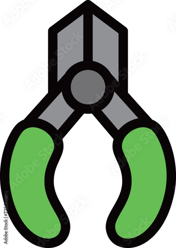 カラー作業道具単品アイコン　ニッパ