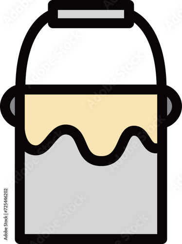 カラー作業道具単品アイコン　バケツ　塗料