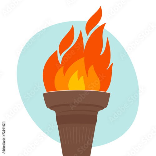 Torch. Vector isolated burning torch flame. Symbol of relay race, competition victory, champion or winner.