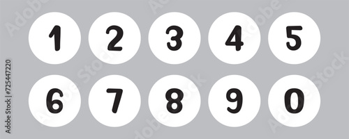  Numbers form zero to nine set of ten, number flat design. Simple round numbers symbol set in eps10.