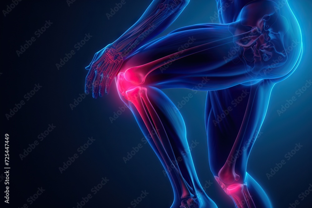 Futuristic vision of tendons inflammation due to an accident. Generative AI Futuristic vision of tendons inflammation due to an accident. Generative AI
