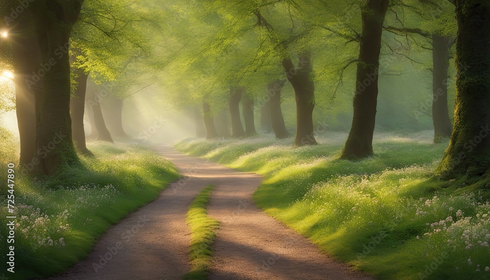 Naklejka premium oak woodland, wedding backdrop, photography backdrop, pathway, forest