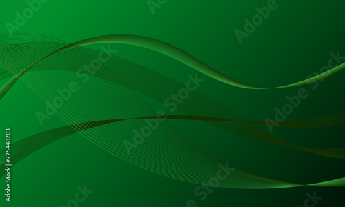 abstract green lines wave curves on smooth gradient background