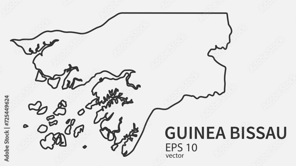 Vector line map of Guinea Bissau. Vector design isolated on white background.
Vector line map of Guinea Bissau. Vector design isolated on white background.