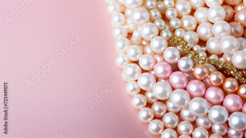 Top view of golden and pearl bracelets