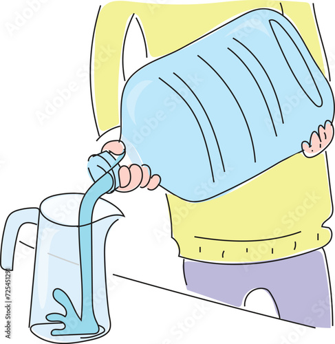 Filling the container with water from the carboy.
