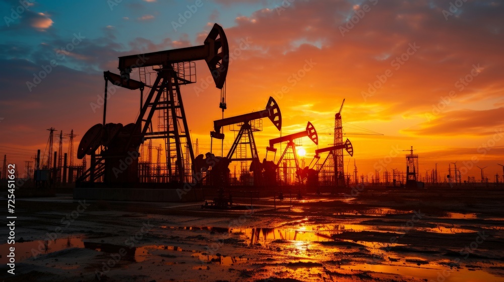 The change in oil prices caused by the war. Oil price cap concept. Oil drilling derricks at desert oilfield. Crude oil production from the ground. Petroleum production. The change in oil prices caused by the war. Oil price cap concept. Oil drilling derricks at desert oilfield. Crude oil production from the ground. Petroleum production.