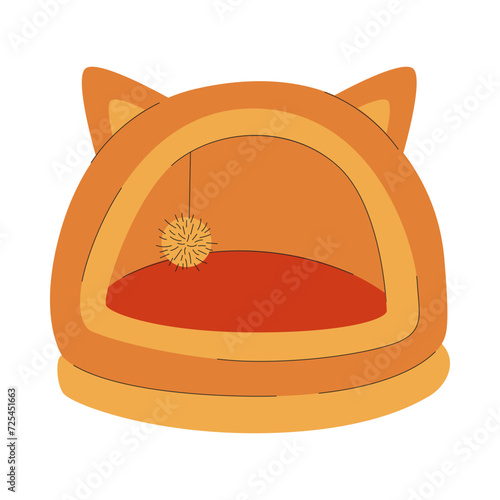 A house, a cot for a cat or dog. A pet care item. A flat vector illustration isolated on a white background.
