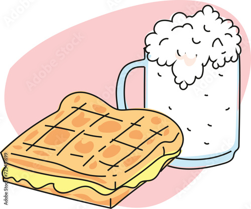A glass of buttermilk and cheddar toast.