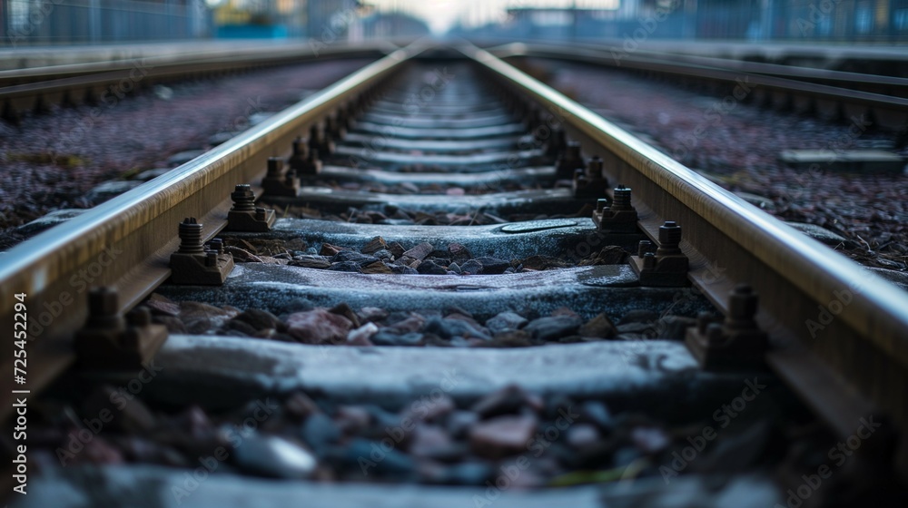 close up of a railroad track. close up of a railroad track.