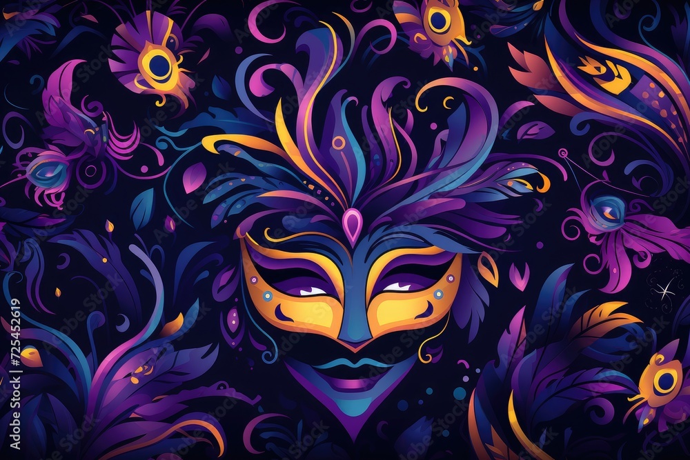 Enchanted Eve: A Tapestry of Mardi Gras Masks and Festive Flair Generative AI