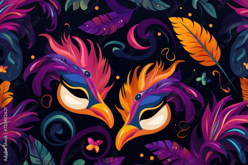 Enchanted Eve: A Tapestry of Mardi Gras Masks and Festive Flair Generative AI