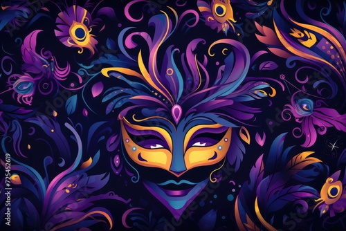 Enchanted Eve: A Tapestry of Mardi Gras Masks and Festive Flair Generative AI