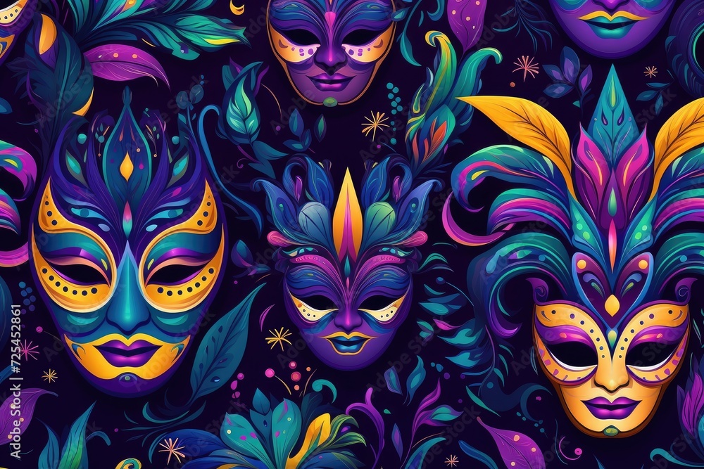 Enchanted Eve: A Tapestry of Mardi Gras Masks and Festive Flair Generative AI Enchanted Eve: A Tapestry of Mardi Gras Masks and Festive Flair Generative AI