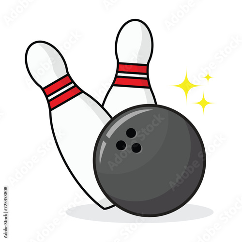 bowling ball pins set isolated white background vector illustration