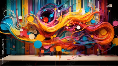 Vibrant abstract art installation: a burst of color and creativity