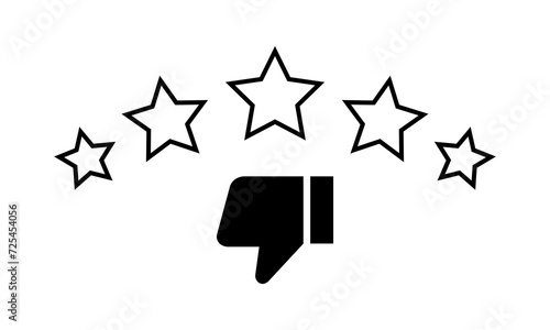 Customer disappointment star icon vector. Dislike, thumb down sign symbol