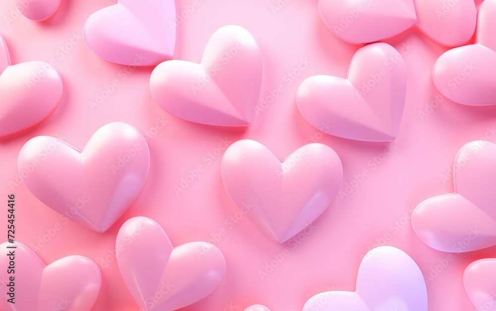 Pastel color hearts on pink St. Valenti