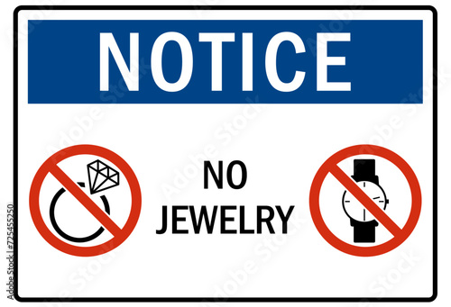 Food preparation sign no jewelry