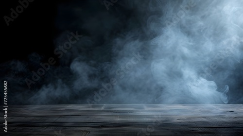 Mysterious fog on dark empty background,Premium Photo | Dark abstract empty wooden table top and smoke