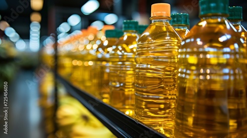 vegetable oil in plastic bottle , palm oil in store