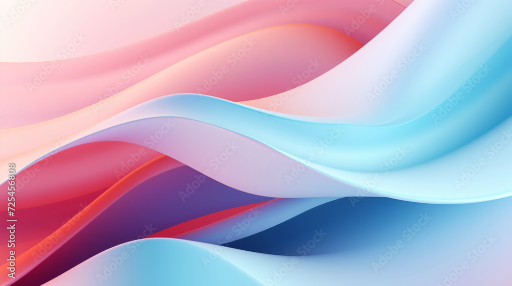 Fototapeta premium Abstract 3d wavy smooth background. Multicolor pastel colour palette. Aesthetic concept. Generative AI