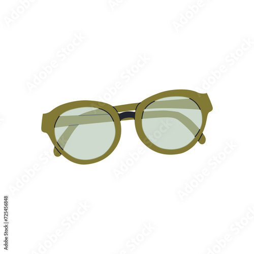 Eyeglasses with lenses isolated on transparent background. Sunglasses front view. Minimalistic hand drawn vector illustration.