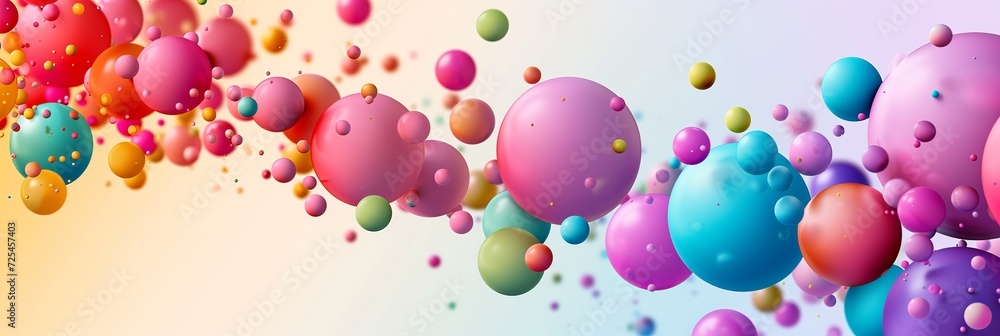 Colorful rainbow matte balls in different sizes. Abstract composition with multicolored flying spheres. Vector background