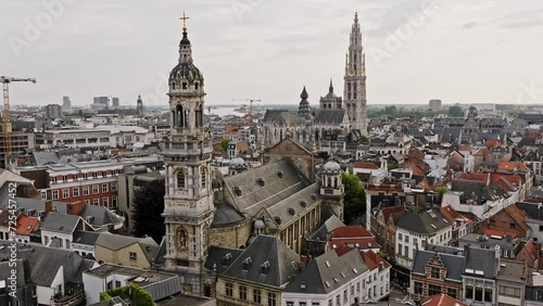 Antwerp city drone footage